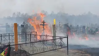 В Красноярском крае загорелось кладбище